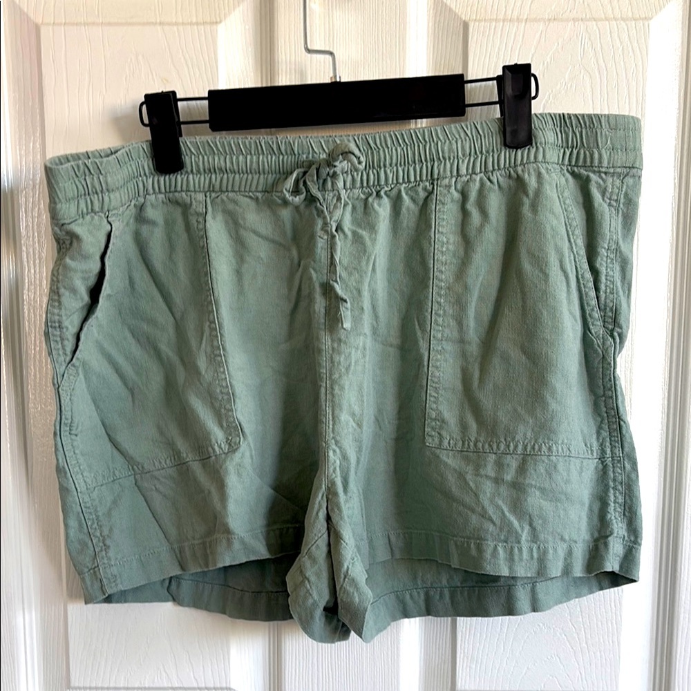 J.Crew Casual GreenLinen Drawstring Shorts, L